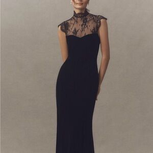 BHLDN x Anthropologie Mock Neck Lace Stretch Velvet Maxi Dress – Size Small